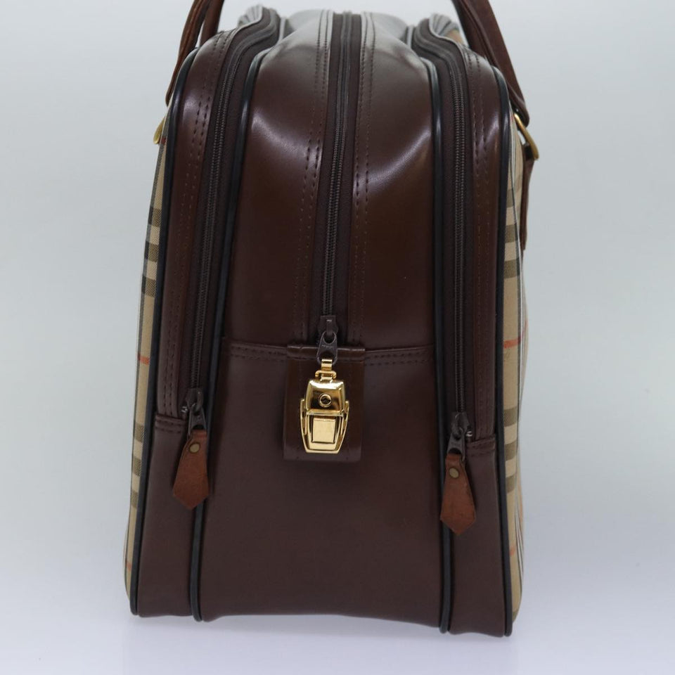 Luxury BurberrySs Nova Check Boston Bag Canvas Beige Auth fm3564