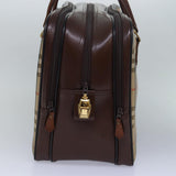 Luxury BurberrySs Nova Check Boston Bag Canvas Beige Auth fm3564