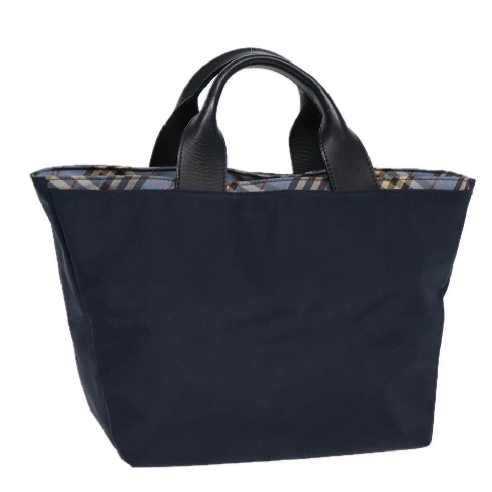 Luxury Burberry Nova Check Hand Bag Nylon Navy Auth fm3652