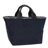 Luxury Burberry Nova Check Hand Bag Nylon Navy Auth fm3652