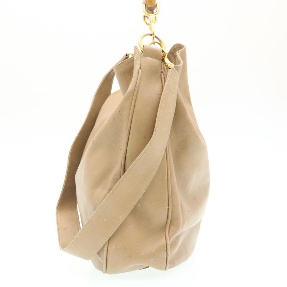Gucci Bamboo 2Way Shoulder Bag Hand Bag Leather Brown fm719