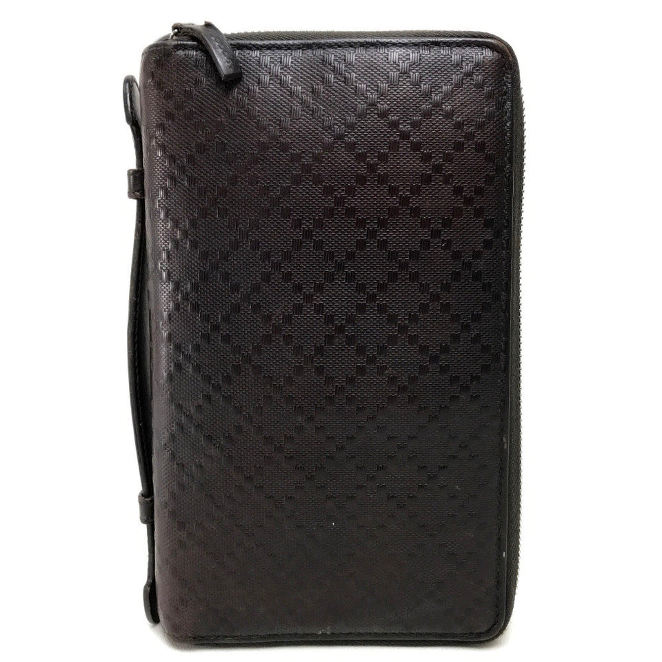 Gucci Long Wallet Purse 269883 leather Dark brown Diamante Travel case unisex(Unisex)