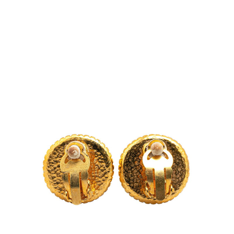Chanel Gold Plated Coco Mark Round Earrings 96A
