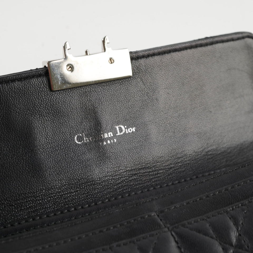 Christian Dior Lambskin Long Wallet On Chain WOC Black