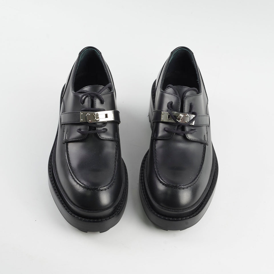 Hermes Loafers Black Size 36.5