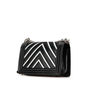 Chanel Boy Chanel Chevron V Stitch Lambskin Patent Leather Shoulder Bag