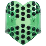 Louis Vuitton Green Acrylic Resin Crystal Studded Heart Cuff Bracelet