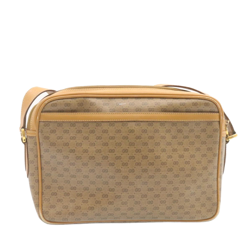 Gucci Micro GG Canvas Cross body Shoulder Bag PVC Leather Beige am1195g