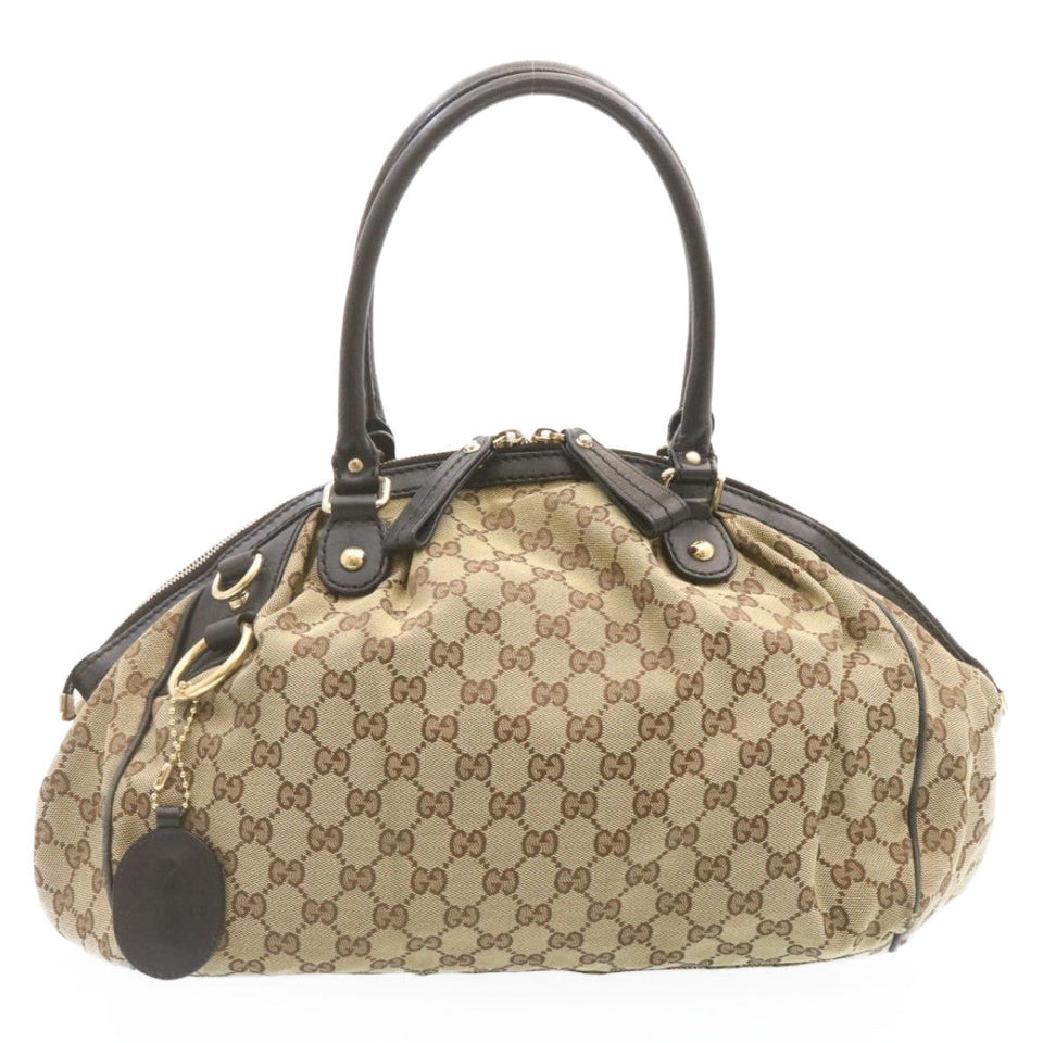 Gucci GG Canvas Tote Bag 2way Beige Black am1226g