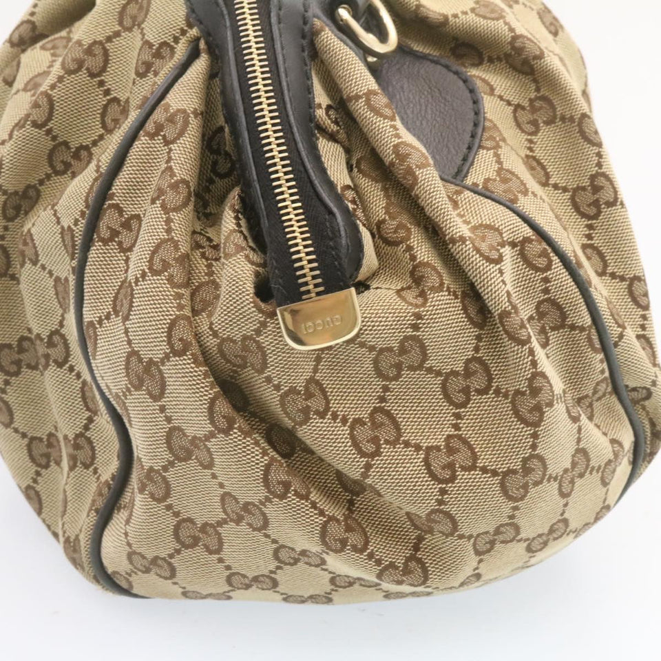 Gucci GG Canvas Tote Bag 2way Beige Black am1226g