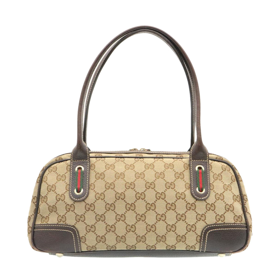 Gucci GG Canvas Sherry Line Shoulder Bag Brown Red Green am1564g