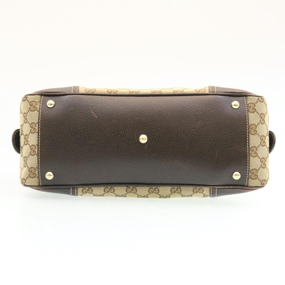 Gucci GG Canvas Sherry Line Shoulder Bag Brown Red Green am1564g