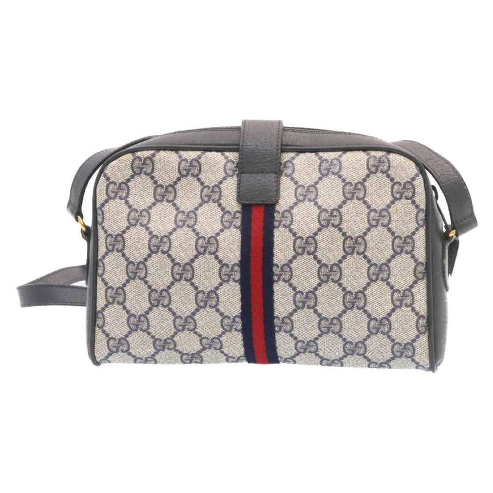 Gucci Sherry Line GG Canvas Shoulder Bag Navy Red am1664g