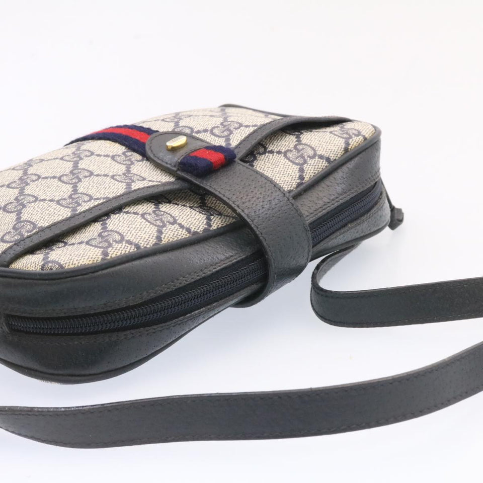 Gucci Sherry Line GG Canvas Shoulder Bag Navy Red am1664g