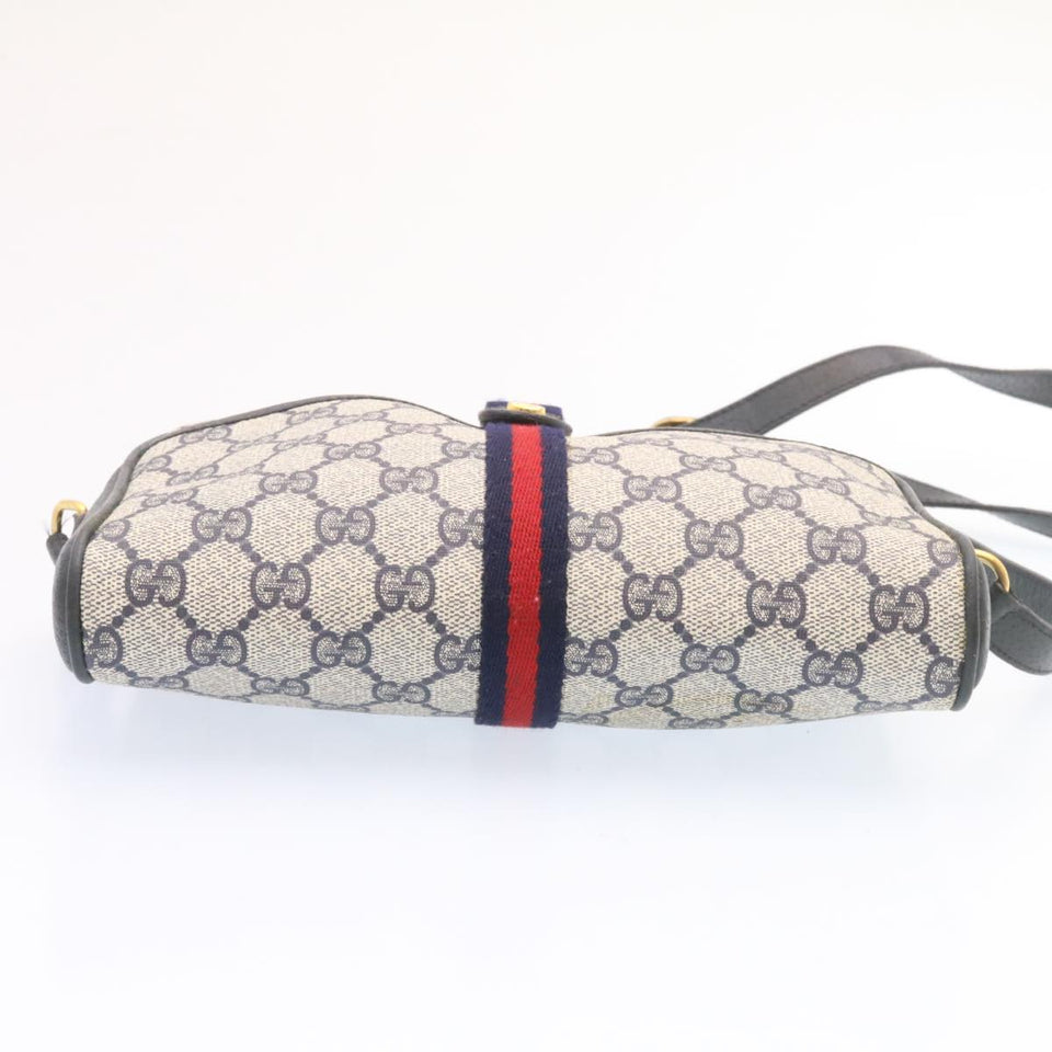Gucci Sherry Line GG Canvas Shoulder Bag Navy Red am1664g