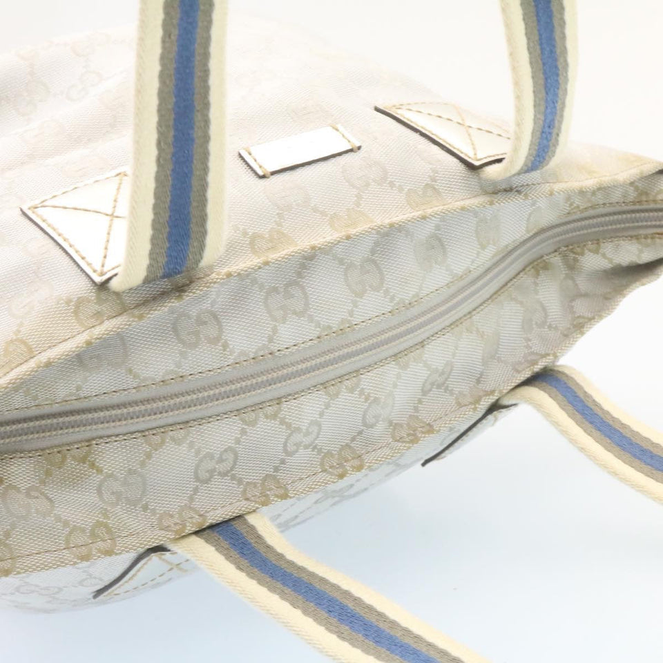 Gucci Sherry Line GG Canvas Tote Bag Silver Blue am1955g