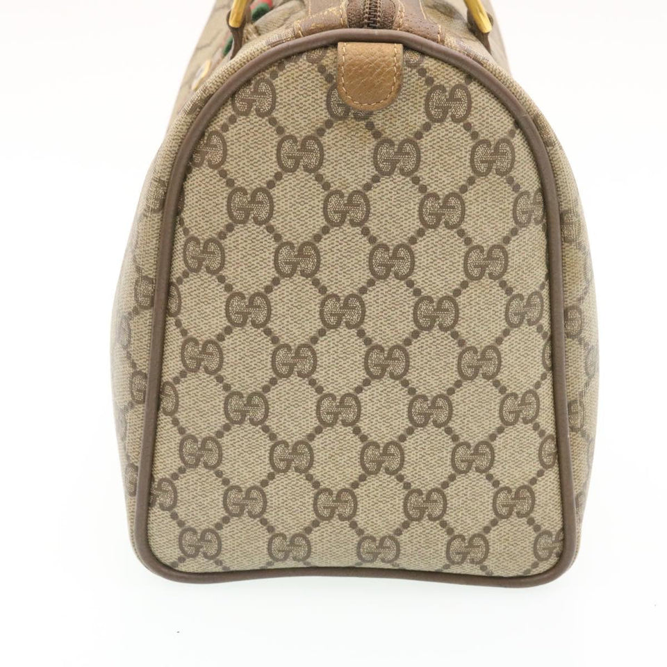 Gucci Web Sherry Line GG Canvas Hand Bag Brown Red Green am2077g