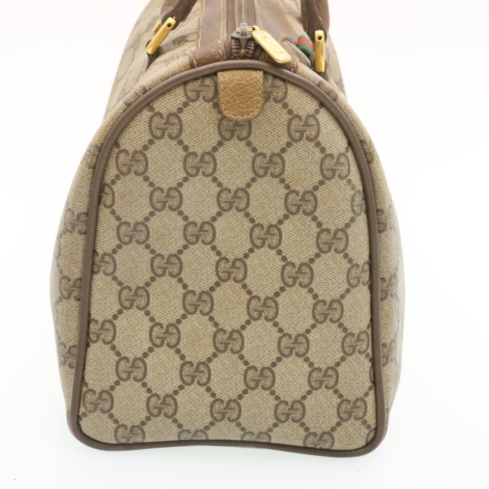 Gucci Web Sherry Line GG Canvas Hand Bag Brown Red Green am2077g