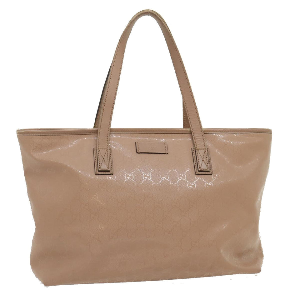 Gucci GG Canvas Tote Bag PVC Leather Beige am2355g