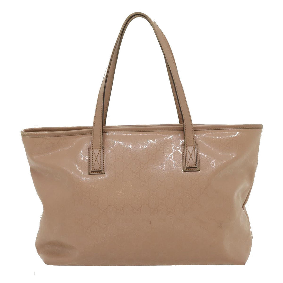Gucci GG Canvas Tote Bag PVC Leather Beige am2355g