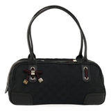 Gucci Web Sherry Line GG Canvas Hand Bag Black Red Green am2453g