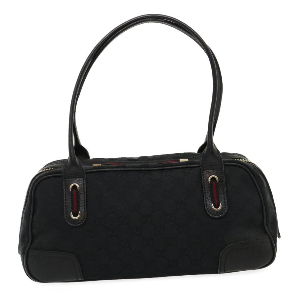 Gucci Web Sherry Line GG Canvas Hand Bag Black Red Green am2453g