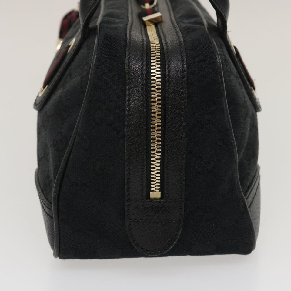 Gucci Web Sherry Line GG Canvas Hand Bag Black Red Green am2453g