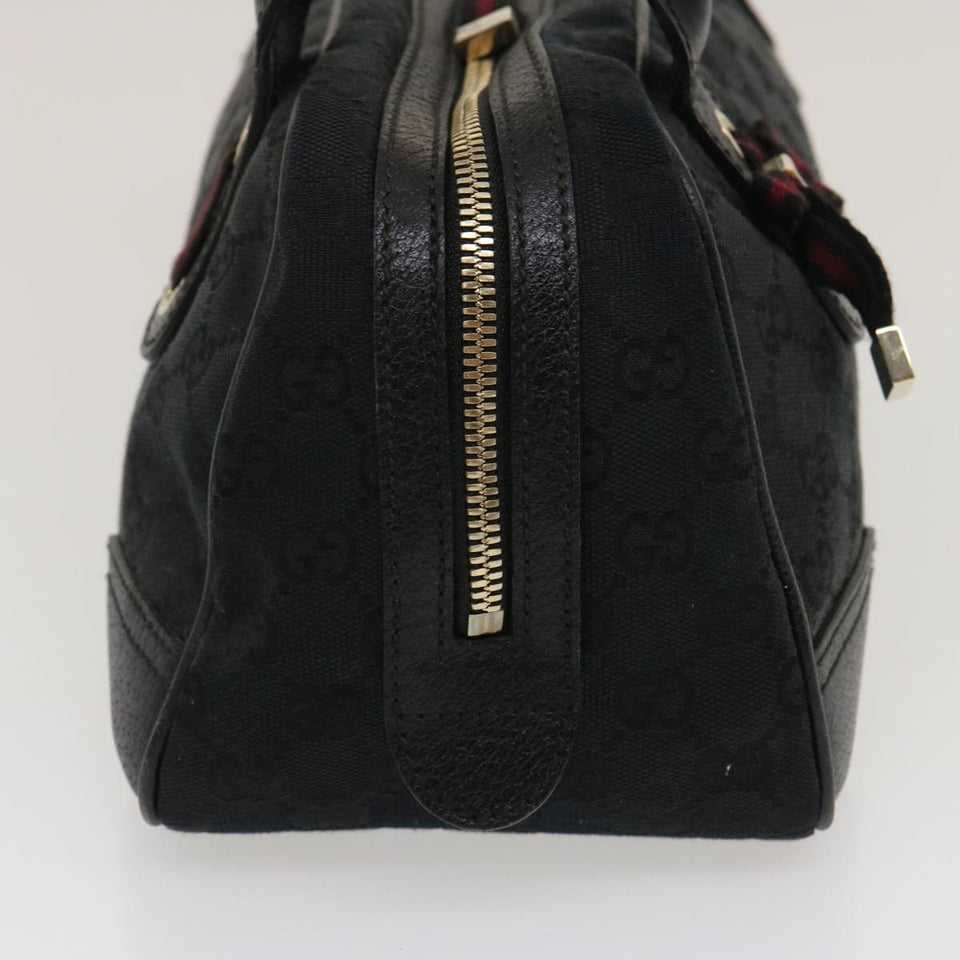 Gucci Web Sherry Line GG Canvas Hand Bag Black Red Green am2453g
