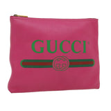Gucci Web Sherry Line Soho Clutch Bag Leather Pink am2581g
