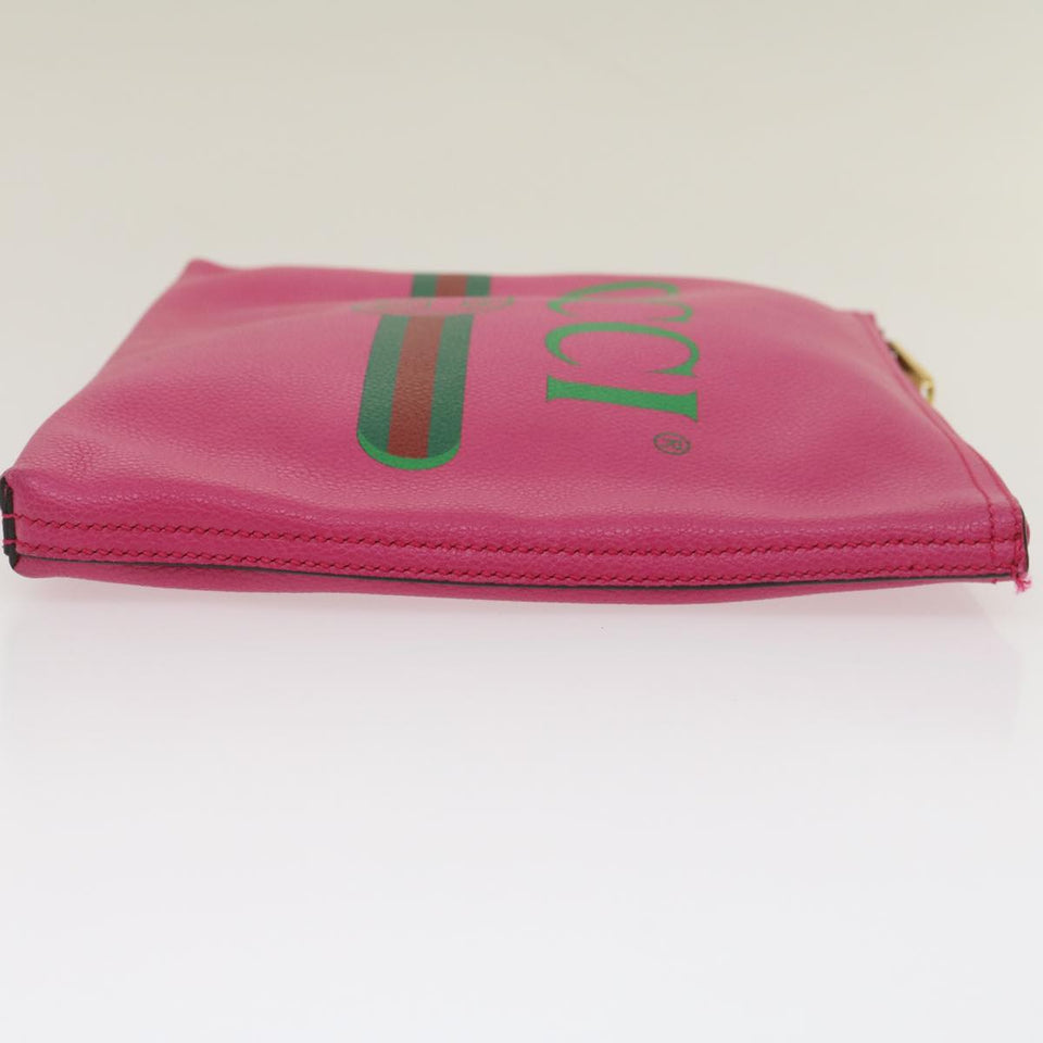Gucci Web Sherry Line Soho Clutch Bag Leather Pink am2581g
