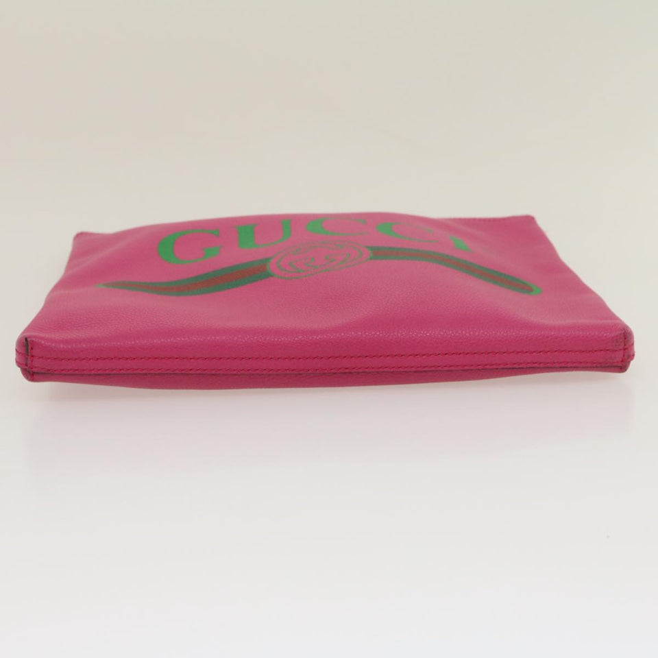 Gucci Web Sherry Line Soho Clutch Bag Leather Pink am2581g
