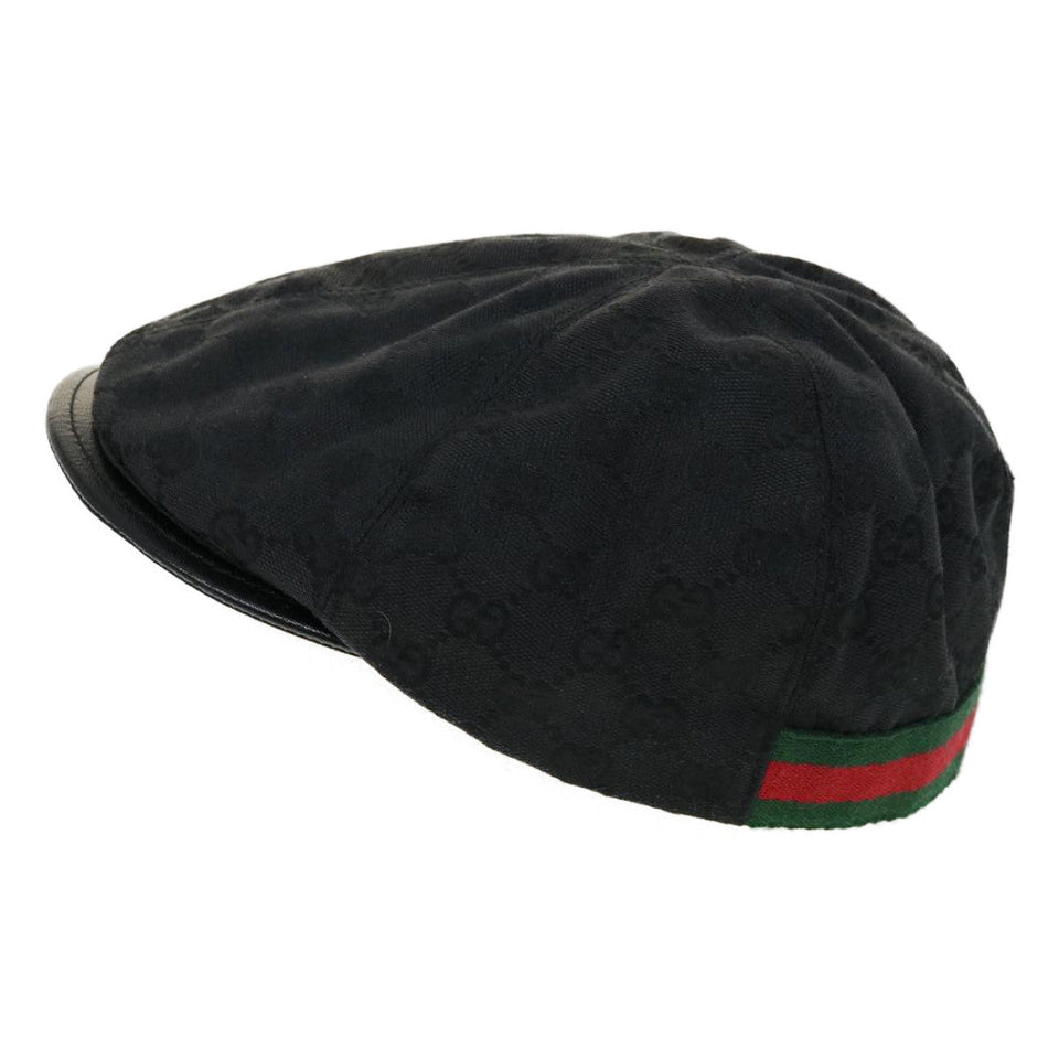 Gucci Web Sherry Line GG Canvas Hunting cap Hat Black Green Red am2782g