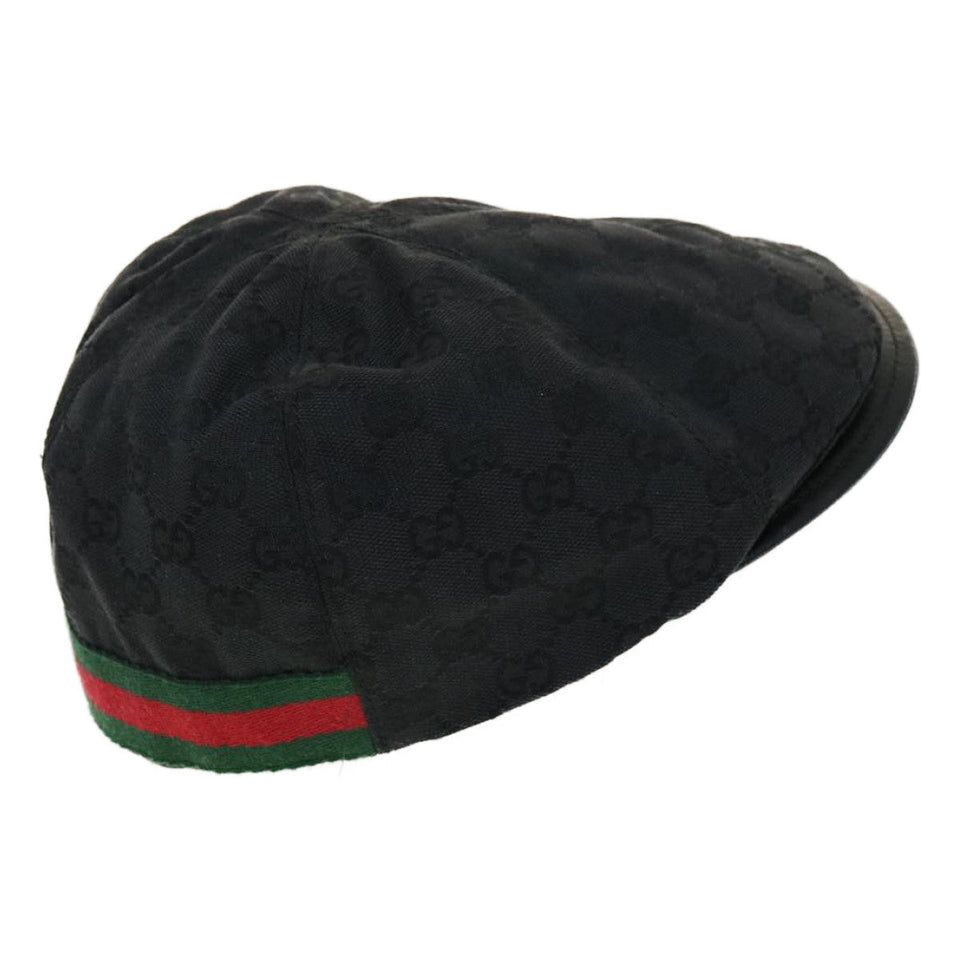 Gucci Web Sherry Line GG Canvas Hunting cap Hat Black Green Red am2782g