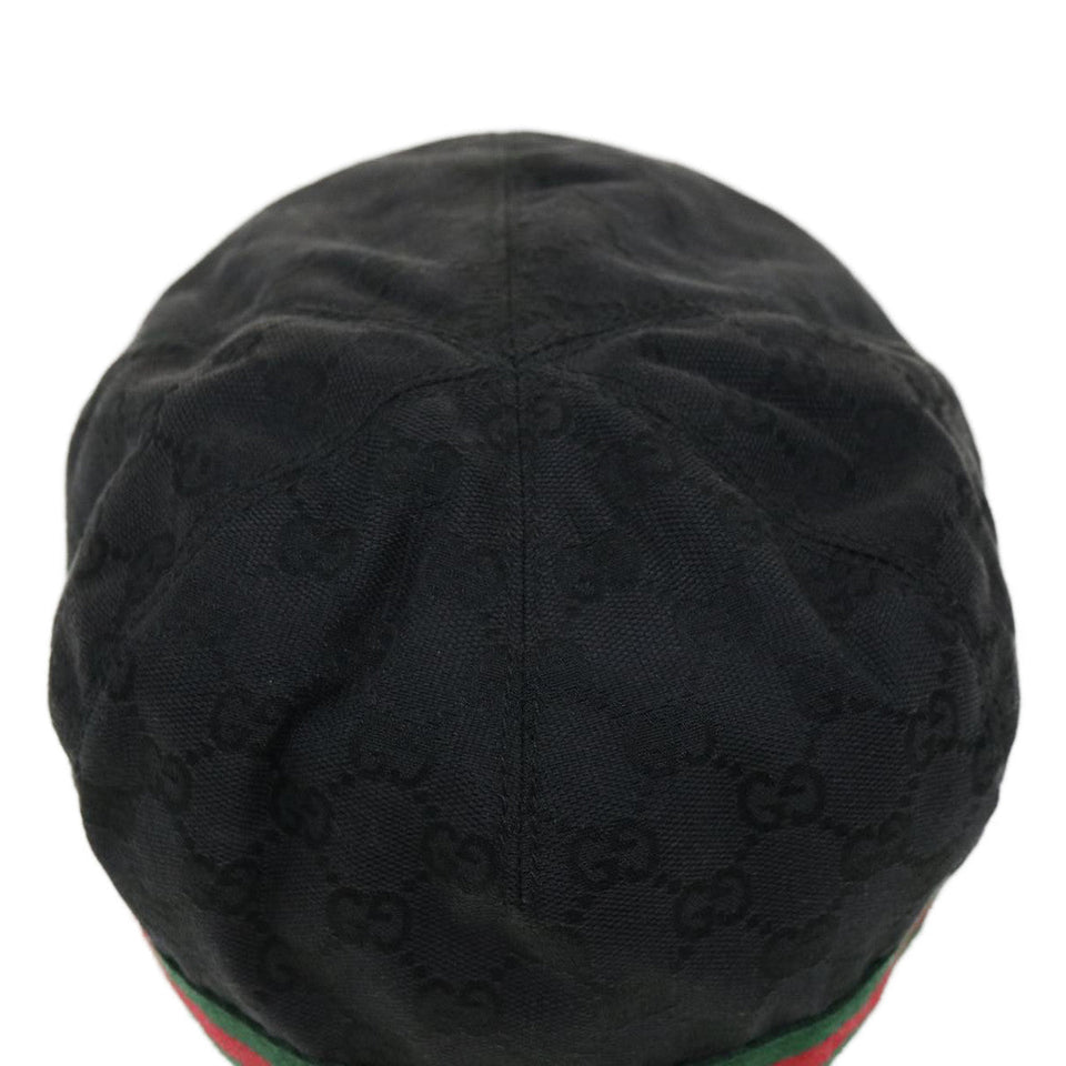 Gucci Web Sherry Line GG Canvas Hunting cap Hat Black Green Red am2782g