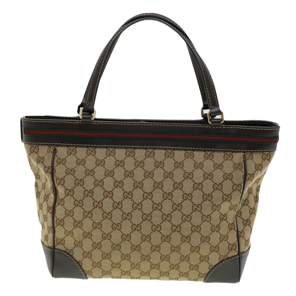 Gucci Web Sherry Line GG Canvas Tote Bag Beige Green Red am2786g