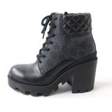 Gucci boots GG Supreme Canvas x Leather Gray x black Women 35