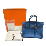 Hermes SWIFT LEATHER Birkin 25 BLUE HANDBAG