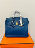 Hermes SWIFT LEATHER Birkin 25 BLUE HANDBAG