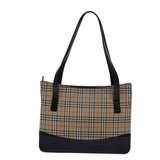 Luxury Burberry Nova Check Tote Bag Canvas Beige Black Auth hk1203