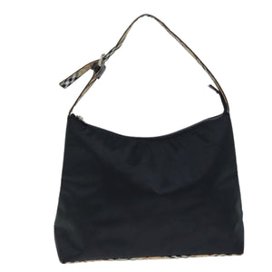 Luxury Burberry Nova Check Shoulder Bag Nylon Black Beige Auth hk1319