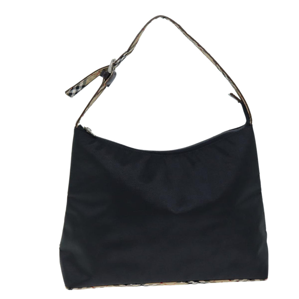 Luxury Burberry Nova Check Shoulder Bag Nylon Black Beige Auth hk1319