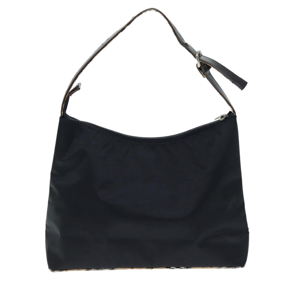 Luxury Burberry Nova Check Shoulder Bag Nylon Black Beige Auth hk1319