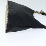 Luxury Burberry Nova Check Shoulder Bag Nylon Black Beige Auth hk1319