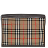 Luxury BurberrySs Nova Check Clutch Bag Canvas Leather Beige Brown gold Auth hk1568