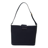 Luxury BurberrySs Shoulder Bag Nylon Leather Navy Gold Auth hk1626