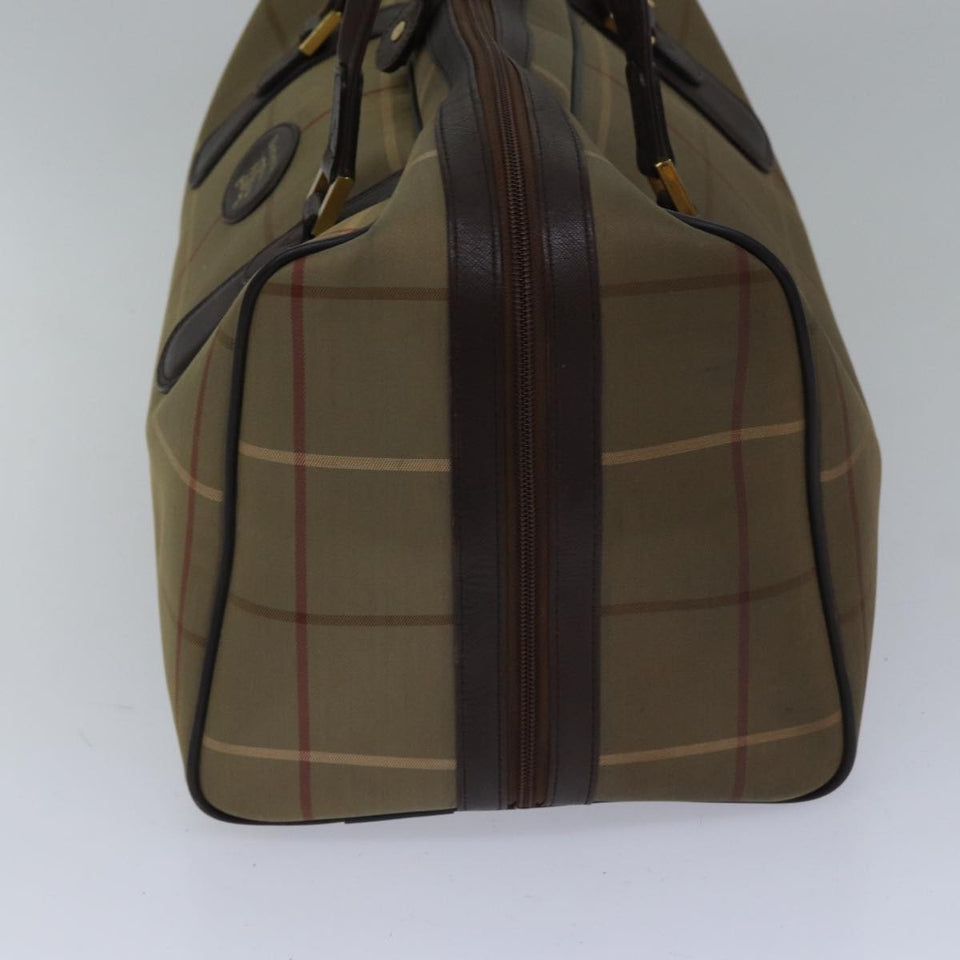Luxury BurberrySs Nova Check Boston Bag Canvas Beige Auth hk1648