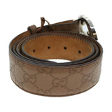 Gucci GG Canvas Belt Leather 36.2""-43.3"" Brown 114984 hk727