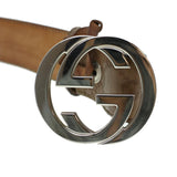 Gucci GG Canvas Belt Leather 36.2""-43.3"" Brown 114984 hk727