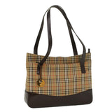 Luxury Burberry Nova Check Shoulder Bag Canvas Beige Brown Auth hk811