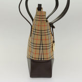 Luxury Burberry Nova Check Shoulder Bag Canvas Beige Brown Auth hk811
